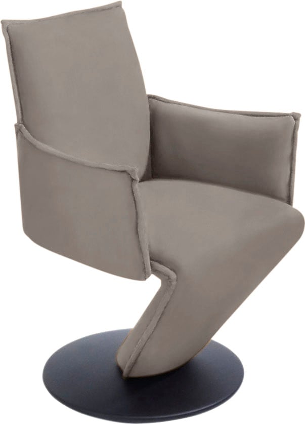 Drehstuhl K+W KOMFORT & WOHNEN "Drive", grau (stahl 85, drehteller in metall schwarz struktur), B:61cm H:94cm T:63cm, Cloud: Nappaleder pigmentiert, Glattleder, 0, 9/1, 1mm, elegantes Leder mit Wolkung und weichen Griff, Stühle, Drehstuhl... Image