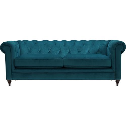 „Chesterfield-Sofa HOME AFFAIRE „“Chambal““ Sofas Gr. B/H/T: 215 cm x 78 cm x 94 cm, Samtoptik, blau (ocean) Chesterfieldsofas mit klassischer Knopfheftung“
