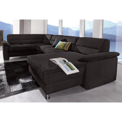 Wohnlandschaft SIT & MORE "Ascara U-Form", schwarz, B:312cm H:85cm T:204cm, NaturLeder in Sitz und Rücken, Korpus ist mit passendem Kunstleder bezogen., Luxus-Microfaser (100% Polyester), Softlux-Kunstleder, Primabelle-Microfaser (100% Polyester),... Image