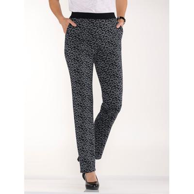 Schlupfhose CLASSIC BASICS, Damen, Gr. 22, Kurzgrößen, bunt (schwarz, grau leo), 97% Polyester, 3% Elasthan, gemustert, lang, Hosen Image
