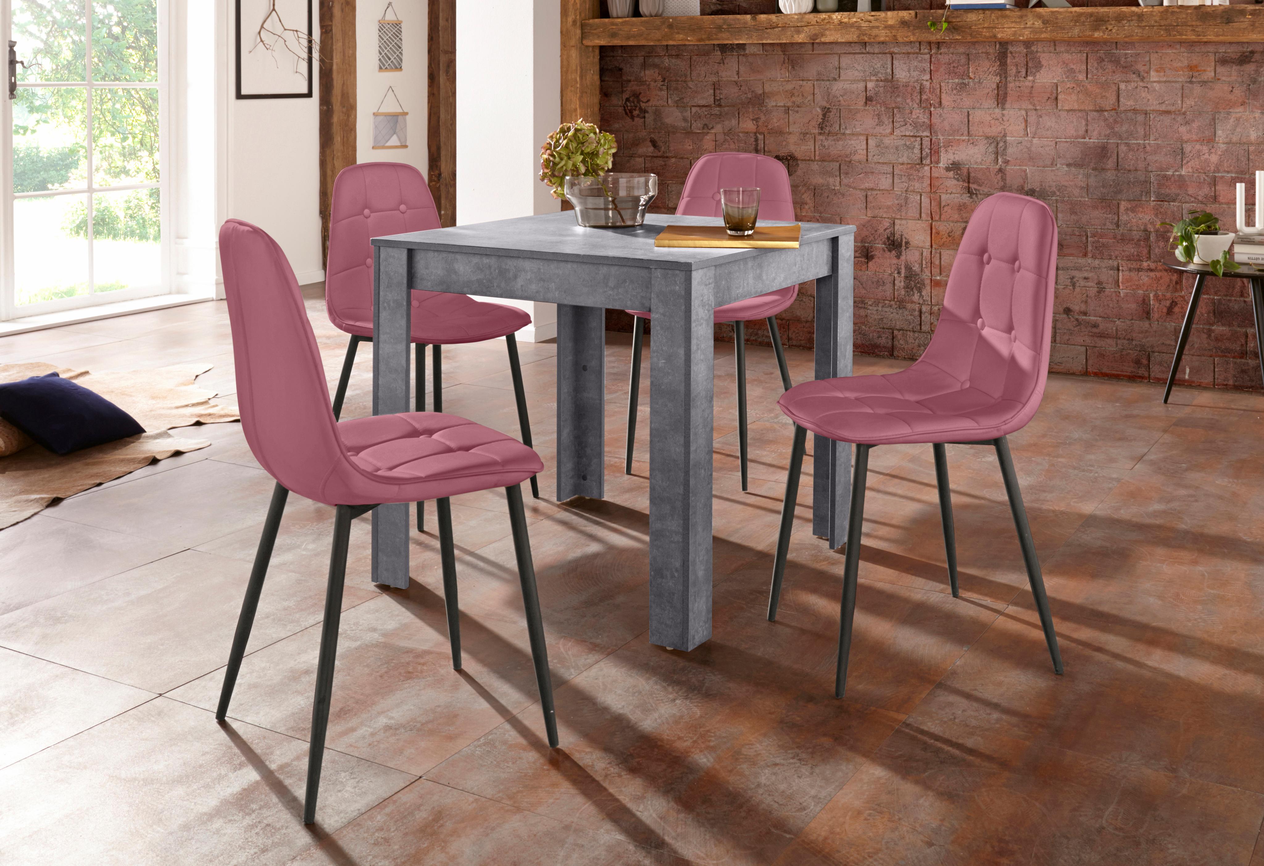 Essgruppe INOSIGN, rosa (schieferfarben, rosa,), B:80cm, Sitzmöbel-Sets, Essgruppe, mit Esstisch 80 cm breit