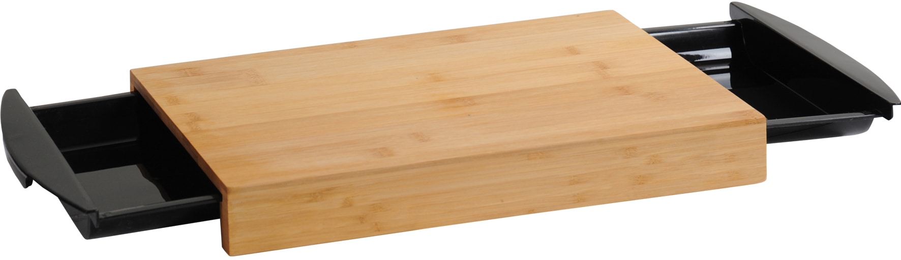 Schneidebrett KESPER, schwarz (natur, schwarz), B:27cm H:11cm L:43cm, Bambus, Schneidebretter, mit 2 Auffangschalen, FSCzertifiziert Image