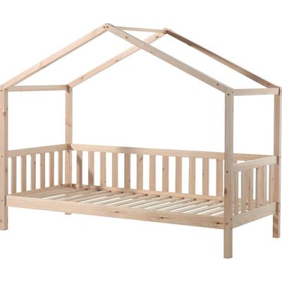 Hausbett VIPACK "Dallas, mit Dachaufbau, Kiefer massiv, stabil gebaut", beige (kiefer massiv natur), B:97cm H:170cm L:210cm, Betten, wahlweise mit oder ohne Bettschublade und Textilhimmel Image