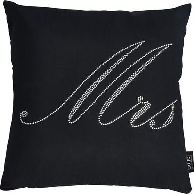 Dekokissen DONE. "Stone Mrs", grau (grau, schriftzug), B:45cm L:45cm, Baumwolle, Dekokissen_Sitzkissen_Kissenhüllen, mit Schriftzug Mrs, Kissenhüle mit Füllung, 1 Stück Image