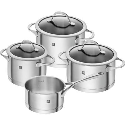Topf-Set ZWILLING "Essence", silber (silberfarben), Töpfe, Sandwichboden sehr gute Wärmeverteilung Füllskala Edelstahlgussgriffe