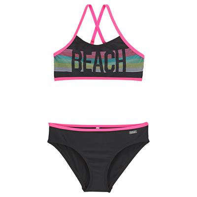 Bustier-Bikini BENCH., Kinder, Gr. 158/164, N-Gr, schwarz, Polyamid, Bikini-Sets, mit pinken Kontrastpaspeln Image