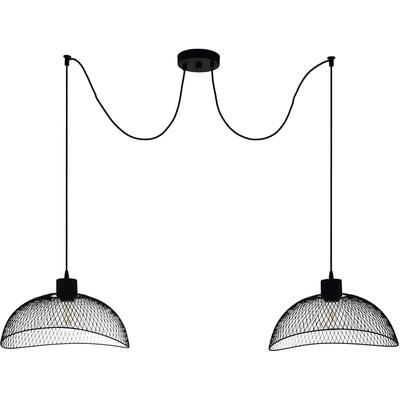 EGLO Hängeleuchte "Pompeya", schwarz, B:139cm, Lampen, Metallkorb geflochten, Schwarz, Vintage, Hygge, Boho, 2-flammig Image