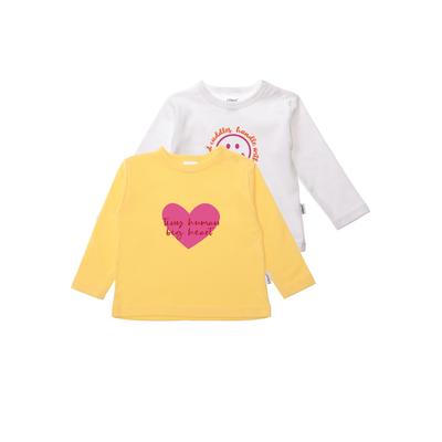 Langarmshirt LILIPUT "Tiny Human" Gr. 62/68, gelb (weiß-gelb) Jungen Shirts mit praktischen Druckknöpfen