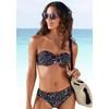 Bügel-Bandeau-Bikini-Top S.OLIVER "Milly", Damen, Gr. 42, Cup E, schwarz (schwarz, bedruckt), Polyamid, floral, Bikini-Oberteile, mit Blumenprint