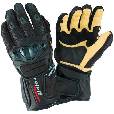 Motorradhandschuhe ROLEFF "RO 69" Gr. XXXL, schwarz (schwarz, beige), Handschuhe, XXXL, Obermaterial: 90% Rindsleder, 10% Polyester. Innenfutter: 100% Polyester, winddicht