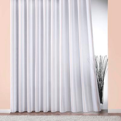 Gardine WECKBRODT "Athen" Gr. 5, weiß (weiß, champagner, beige), B:250cm H:245cm, Polyester, Gardinen, Gardinenstore, Webgardine, halbtransparent, glänzende Effektstreifen, Bleiband, Store Image