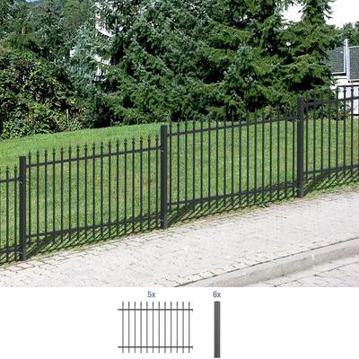Metallzaun ALBERTS "Chaussee", grau, H:100cm, Aluminium, Zaunelemente, Höhe: 100 und 120 cm, Gesamtlänge: 10 m, zum Einbetonieren Image