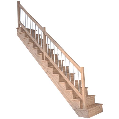 „STARWOOD Systemtreppe „“Massivholz Lindos, Holz-Edelstahl““ Treppen Durchgehende Wangenteile Gr. gerade, beige (natur) Treppen“