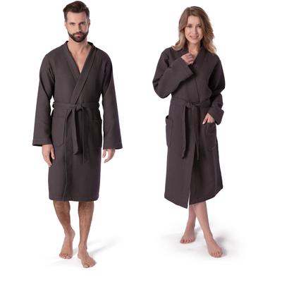 Kimono MÖVE "Homewear, ideal für Sauna & Spa, Hotelbademantel, Morgenmantel" Gr. L, grau (grafit), L:110cm in Gr. L, Piquu00e9, Hausmäntel, Piquée-Oberfläche Image
