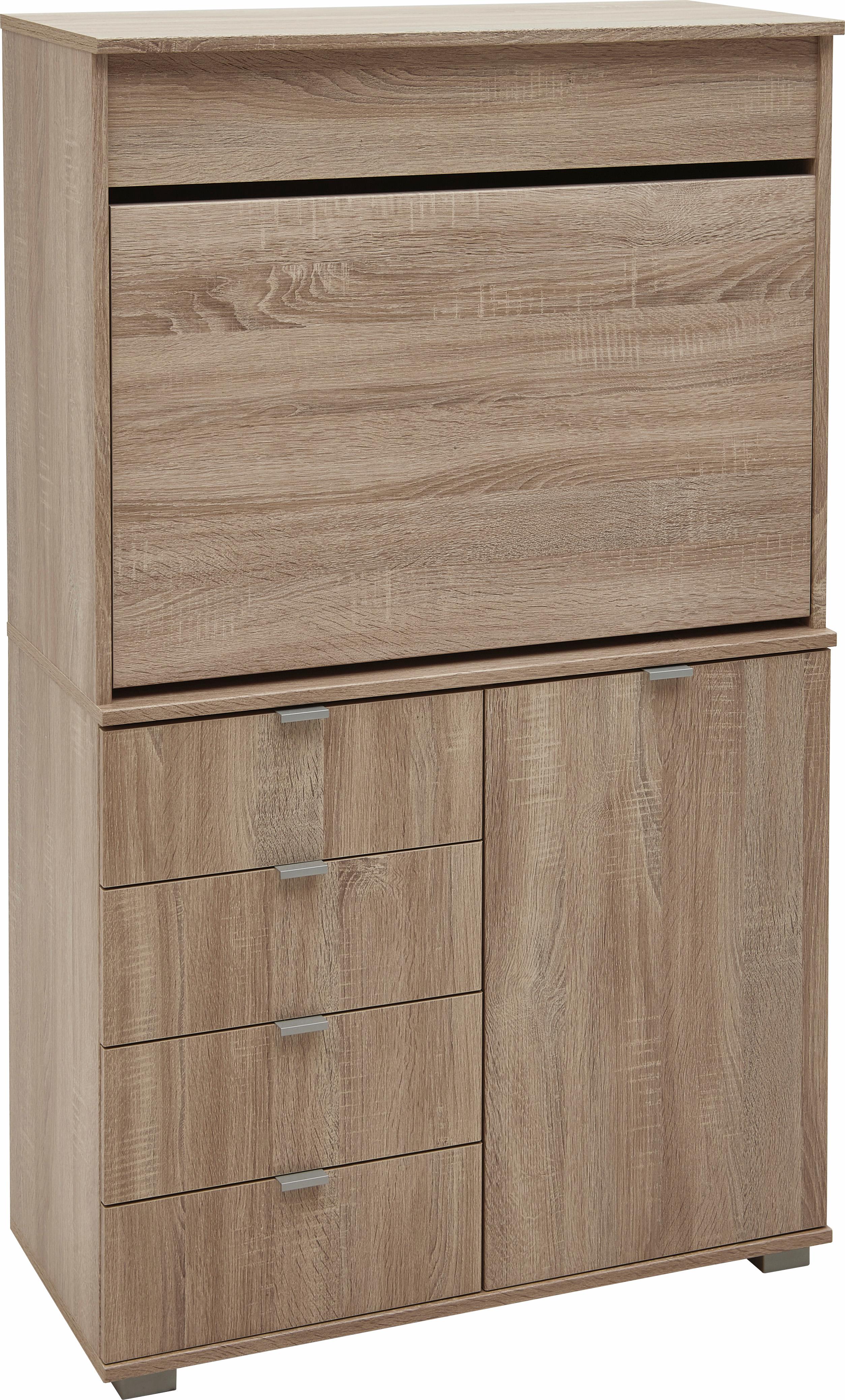 Sekretär PRIESS "Ahaus", braun (struktureichefarben hell), B:82cm H:139cm T:38cm, Sekretäre