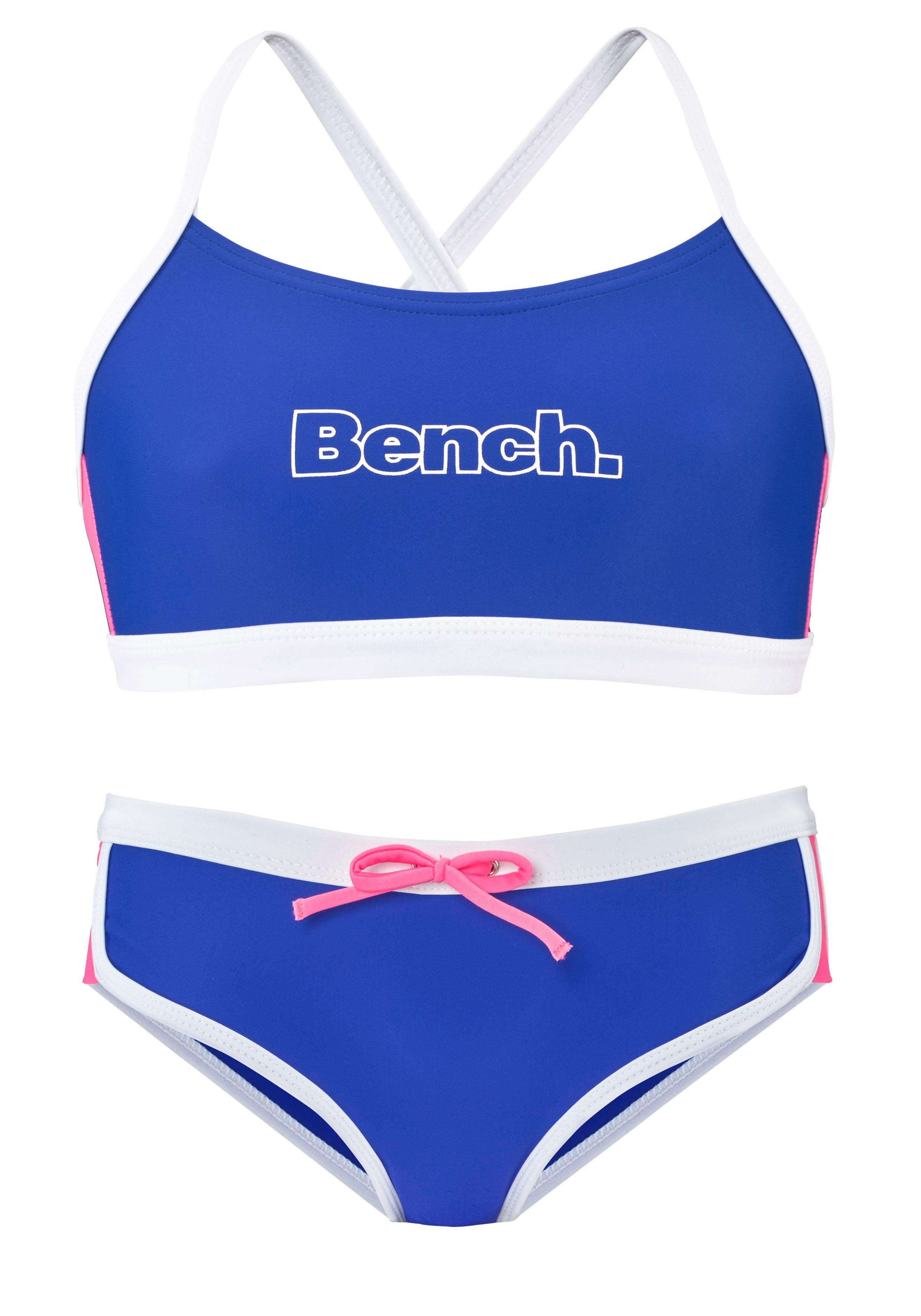 Bustier-Bikini BENCH., Kinder, Gr. 122/128, N-Gr, blau (blau, pink), Polyamid, Bikini-Sets, mit Kontrastdetails Image