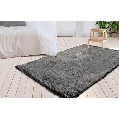 Hochflor-Teppich MY HOME "Aysu" Gr. 3, grau (anthrazit), B:120cm H:52mm L:170cm, Kunstfaser, Teppiche, einfarbiger Teppich, besonders weich und kuschelig Image