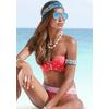 Bügel-Bandeau-Bikini-Top S.OLIVER "Audrey", Damen, Gr. 36, Cup C, rot (rot, weiß), Recycling-Polyamid, gepunktet, gestreift, Bikini-Oberteile, mit Mustermix aus Punkten und Streifen