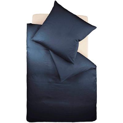 Bettwäsche FLEURESSE "Colours in 135x200, 155x220 oder 200x200 cm", blau (nachtblau), B/L: 200cm x 200cm, 2 St., Mako-Satin, B/L: 80cm x 80cm, Mako-Satin, Obermaterial: 100% Baumwolle, Bettwäsche, Bettwäsche aus 100% Baumwolle, uni, mit Reißverschluss Image