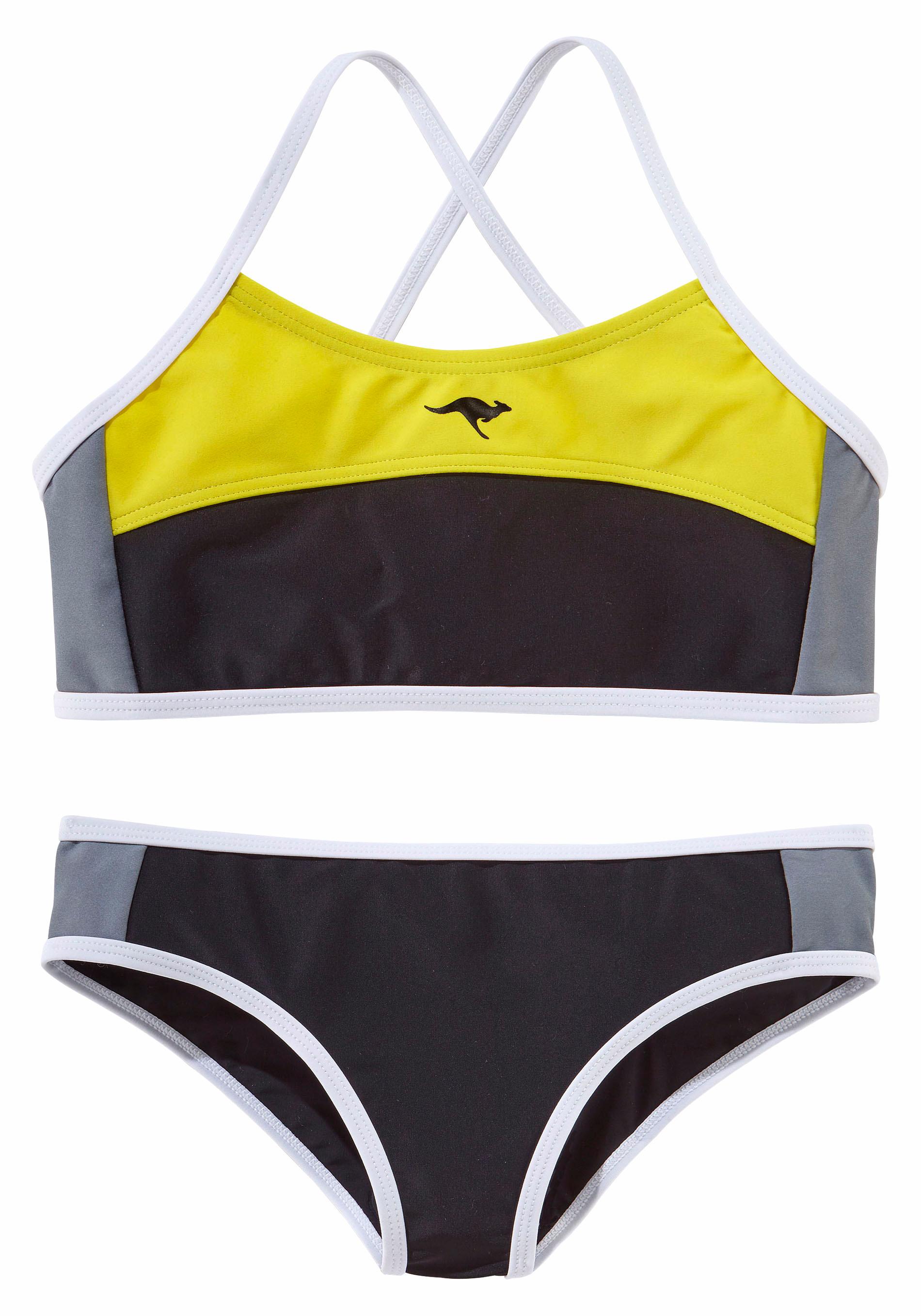 Bustier-Bikini KANGAROOS, Kinder, Gr. 158/164, N-Gr, schwarz (schwarz, gelb), Polyamid, Bikini-Sets, im sportlichen Look Image
