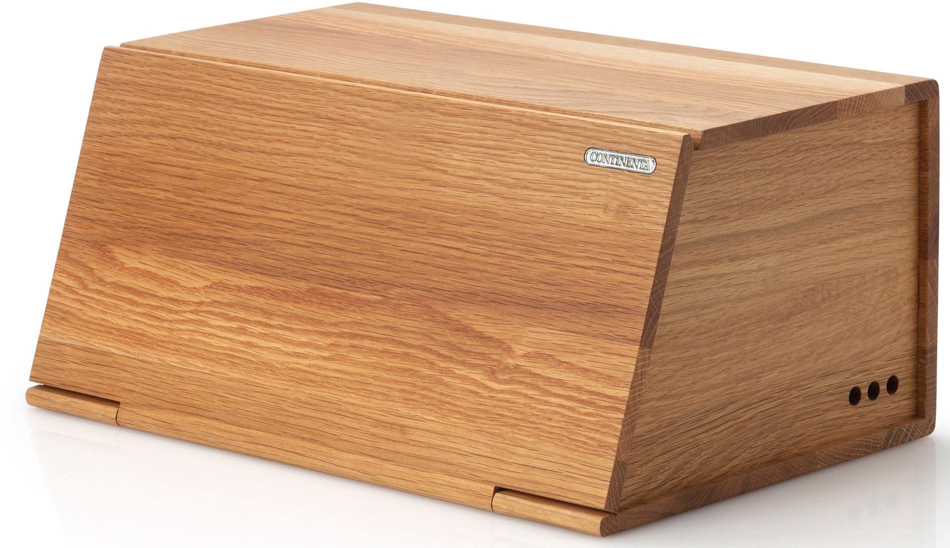 Brotkasten CONTINENTA, beige (natur), B:26cm H:18,5cm, Lebensmittelaufbewahrungsbehälter, Brotkasten, Aus Eichenholz gefertigt
