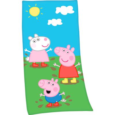 Badetuch "Peppa Pig Velourstuch", bunt, B:75cm L:150cm, Velours, Obermaterial: 100% Baumwolle, Handtücher (Packung), hochfarbig bedruckt Image