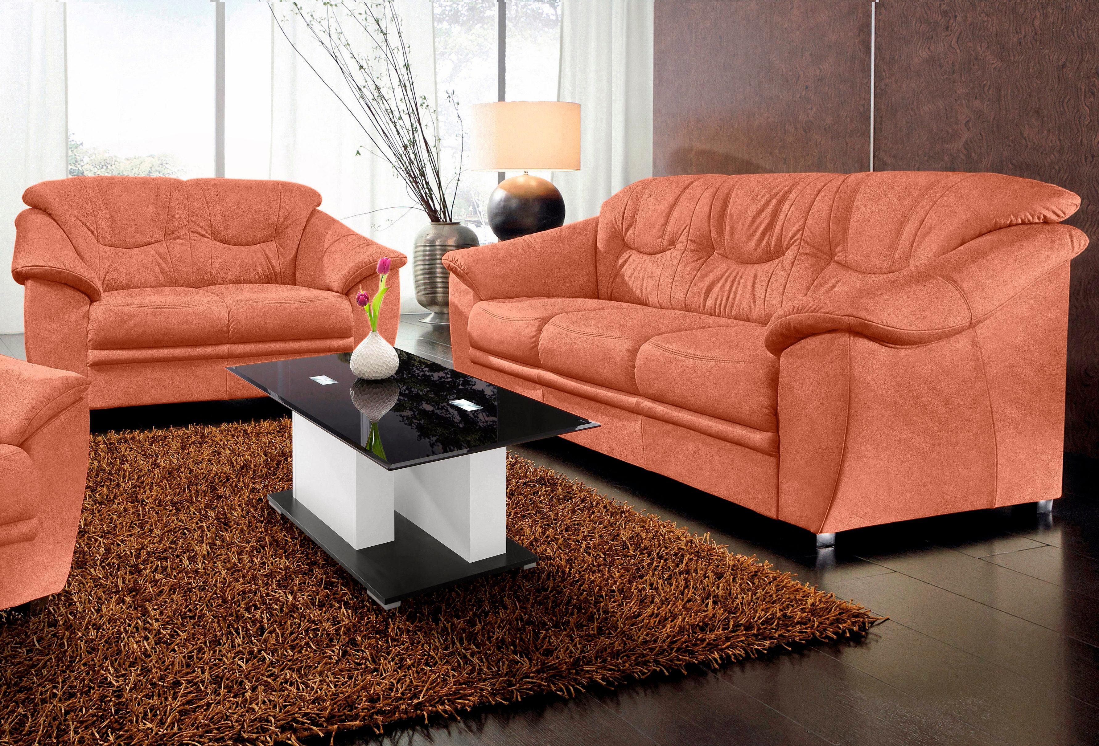 Polstergarnitur SIT & MORE "Savona, B: 148 bzw. 198 cm", orange (terrakotta,), H:90cm T:90cm, Sitzmöbel-Sets, Set: 2- & 3er-Sofa, mit Federkern