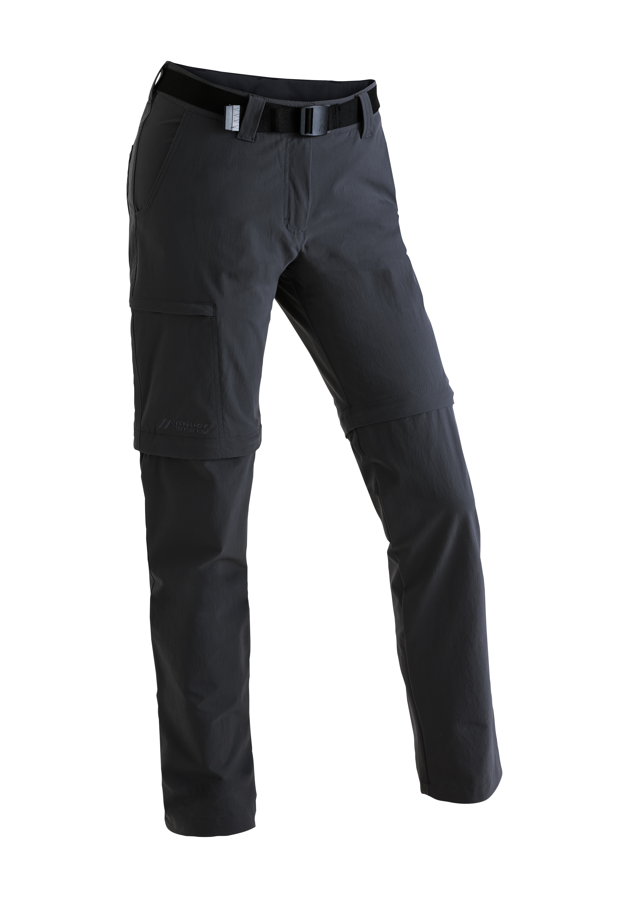 Funktionshose MAIER SPORTS "Inara slim zip", Damen, Gr. 44, Normalgrößen, schwarz, 90% Polyamid, 10% Elasthan, Hosen, Damen Wanderhose, zipp-off Outdoor-Hose, 4 Taschen, Slim Fit Image