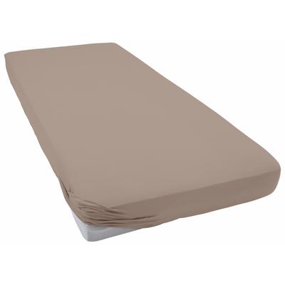 Spannbettlaken CINDERELLA "Spannbettlaken (bis 25 cm)", grau (taupe), B:160cm L:200cm, Jersey, Obermaterial: 100% Baumwolle, Laken, Elastizität für ein glatt bezogenes Bett Image
