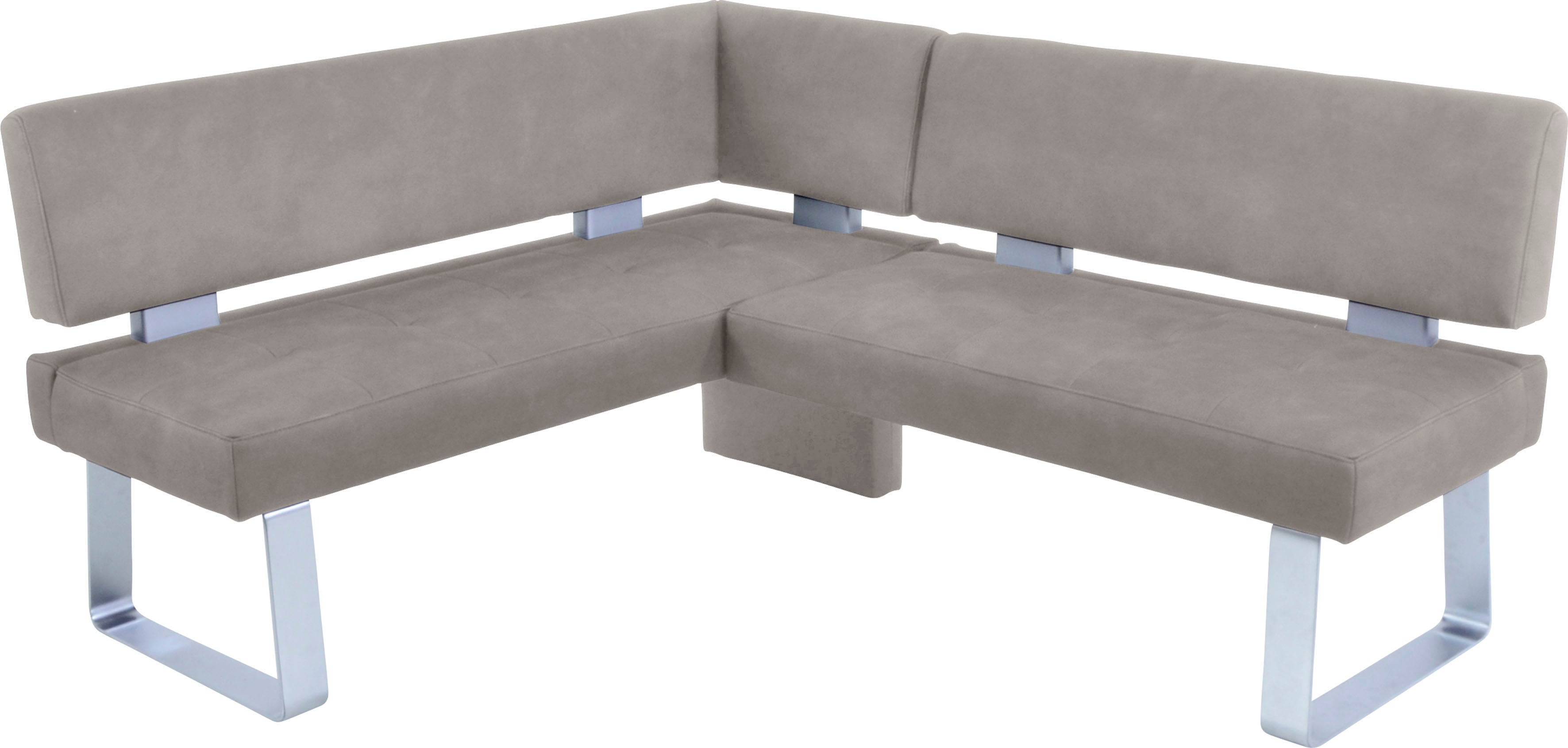 Eckbank K+W KOMFORT & WOHNEN "Santos II", grau (lightgrau), B:180cm H:87cm T:157cm, 100% Polyester, Sitzbänke, gepolstert, Eckbank, wahlweise langer Schenkel 180cm rechts oder links