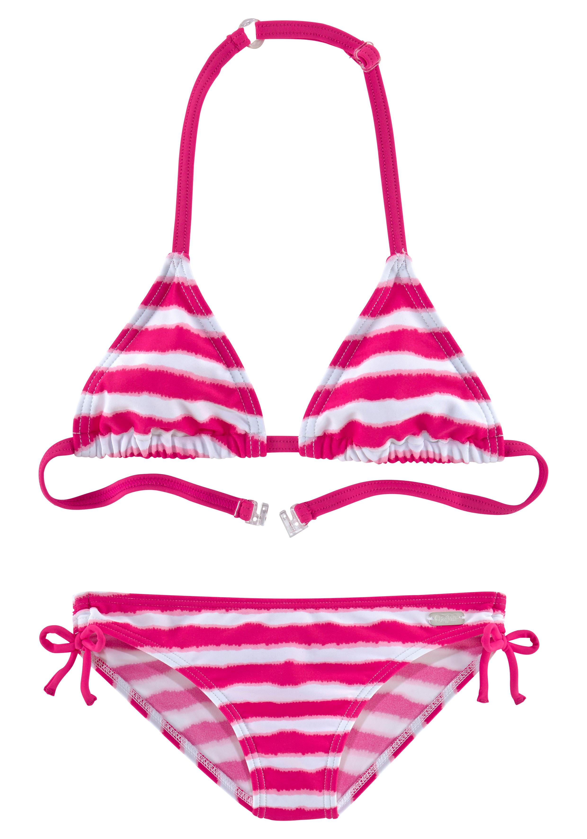 Triangel-Bikini BUFFALO, Kinder, Gr. 128, N-Gr, pink, Polyamid, Batikmuster, gestreift, Bikini-Sets, in trendiger Streifen-Optik Image