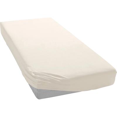 Spannbettlaken BELLANA "Zwirn-Elasthan deluxe in Gr. 90x200, 140x200 oder 180x200 cm", weiß (schnee), B:180-200cm L:200-220cm, Jersey, Obermaterial: 97% Baumwolle, 3% Elasthan, Laken, aus Baumwolle, für Matratzen bis 35 cm Höhe, Bettlaken,... Image