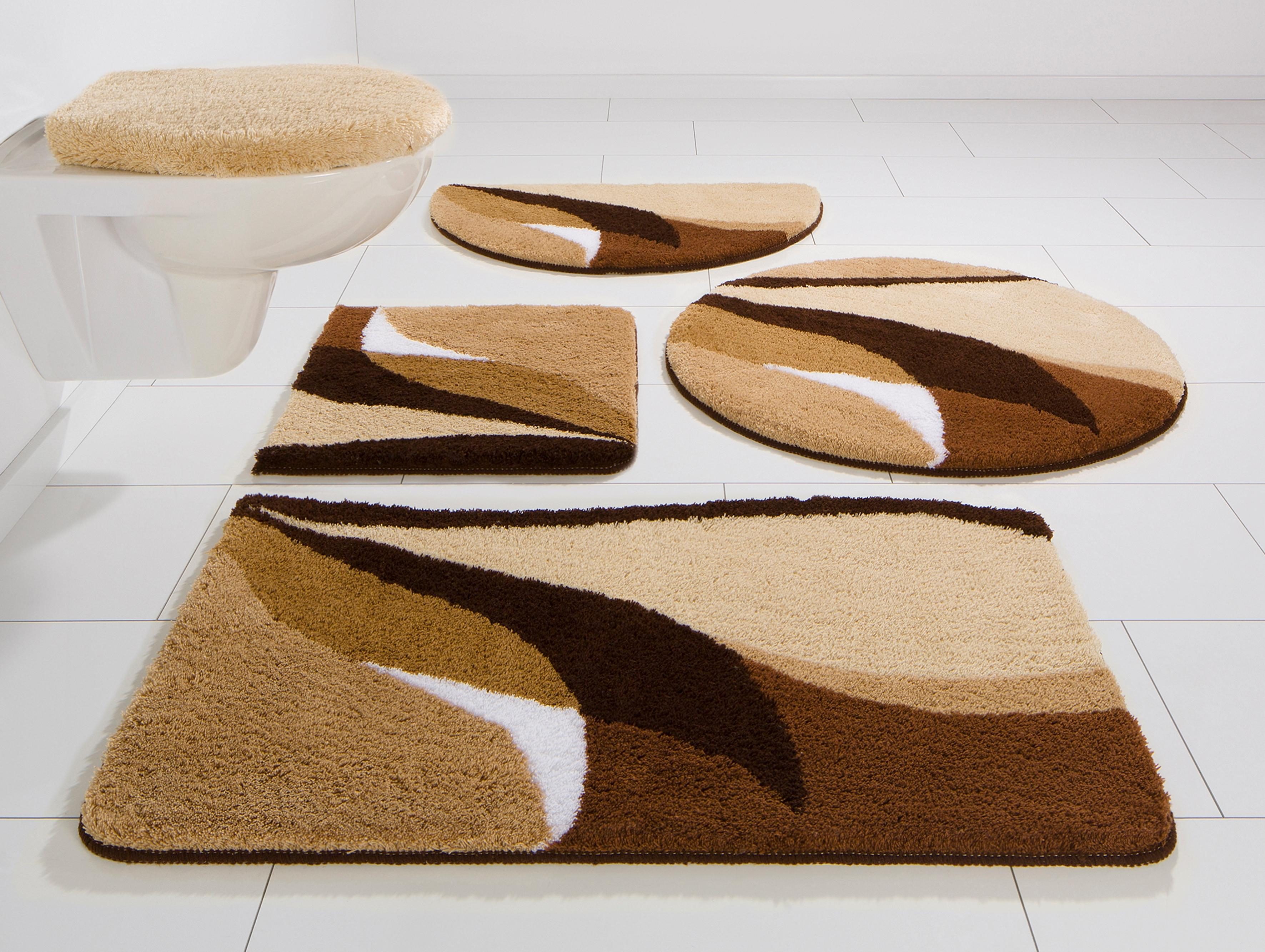 Badematte MY HOME "Magnus, Badvorleger, Badezimmer Teppich" Gr. 1, braun, H:20, Polyacryl, Badematten, Badematte, mehrfarbig, Badteppich, Badematten auch als 2 teiliges Set & rund