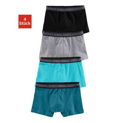 Boxer AUTHENTIC LE JOGGER "Boxershorts für Jungen", Kinder, Gr. 170/176, bunt (petrol, türkis, grau, meliert, schwarz), Jersey, Obermaterial: 95% Baumwolle, 5% Elasthan, unifarben, körpernah, Unterhosen, in klassischer Passform mit Webbund Image