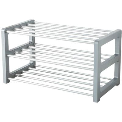 Schuhregal RUCO, silber (aluminiumfarben, silber), B:60cm H:33cm T:32cm, Aluminium, Regale, Aluminium, 3 Etagen für bis zu 9 Paar Schuhe Image