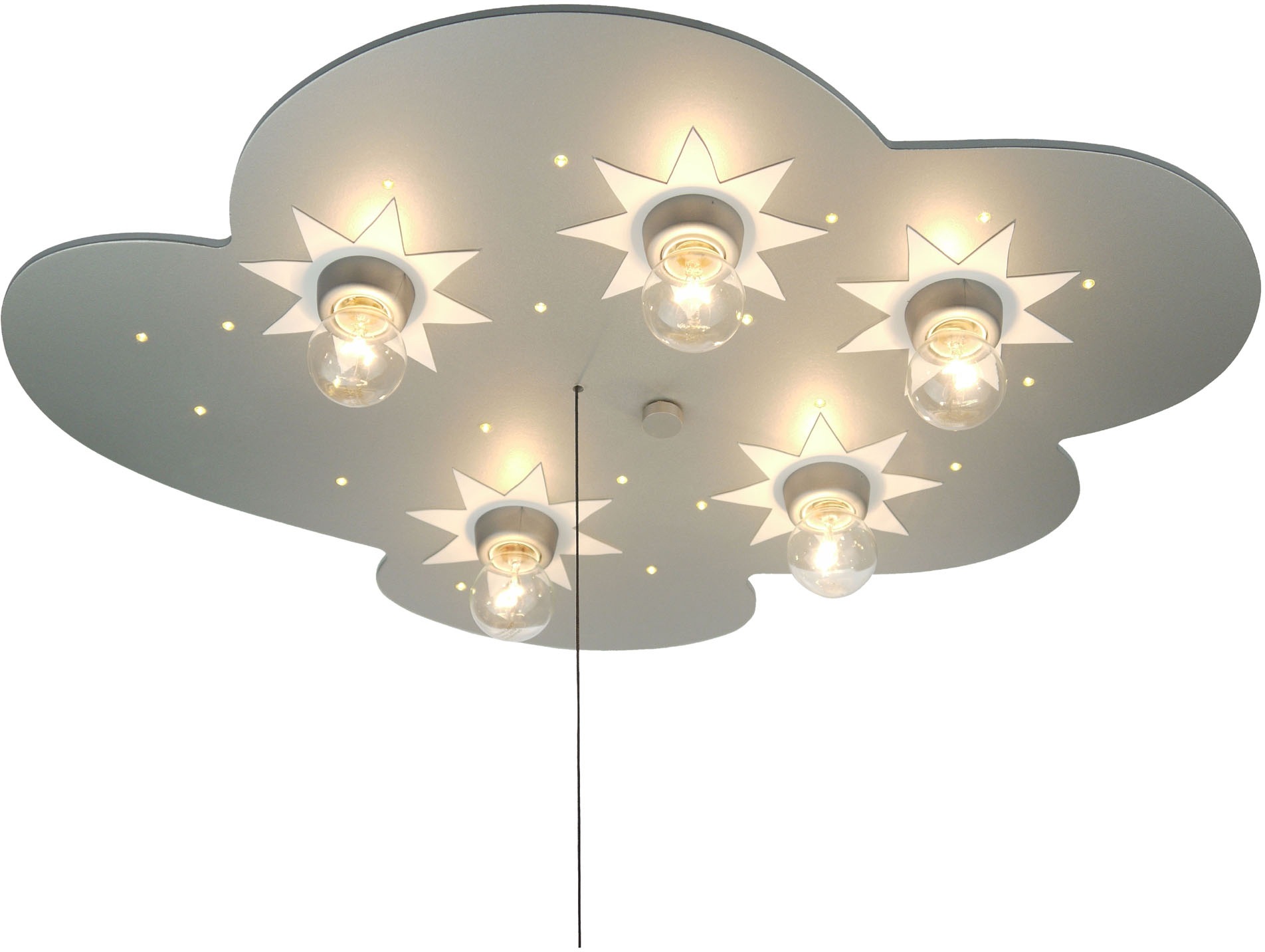 NIERMANN Deckenleuchte "Wolke titan", silber (silberfarben), 5, H: 7cm, 1 Stk., Leuchten, Deckenleuchte Wolke, titan mit Sternen, Kinderlampe