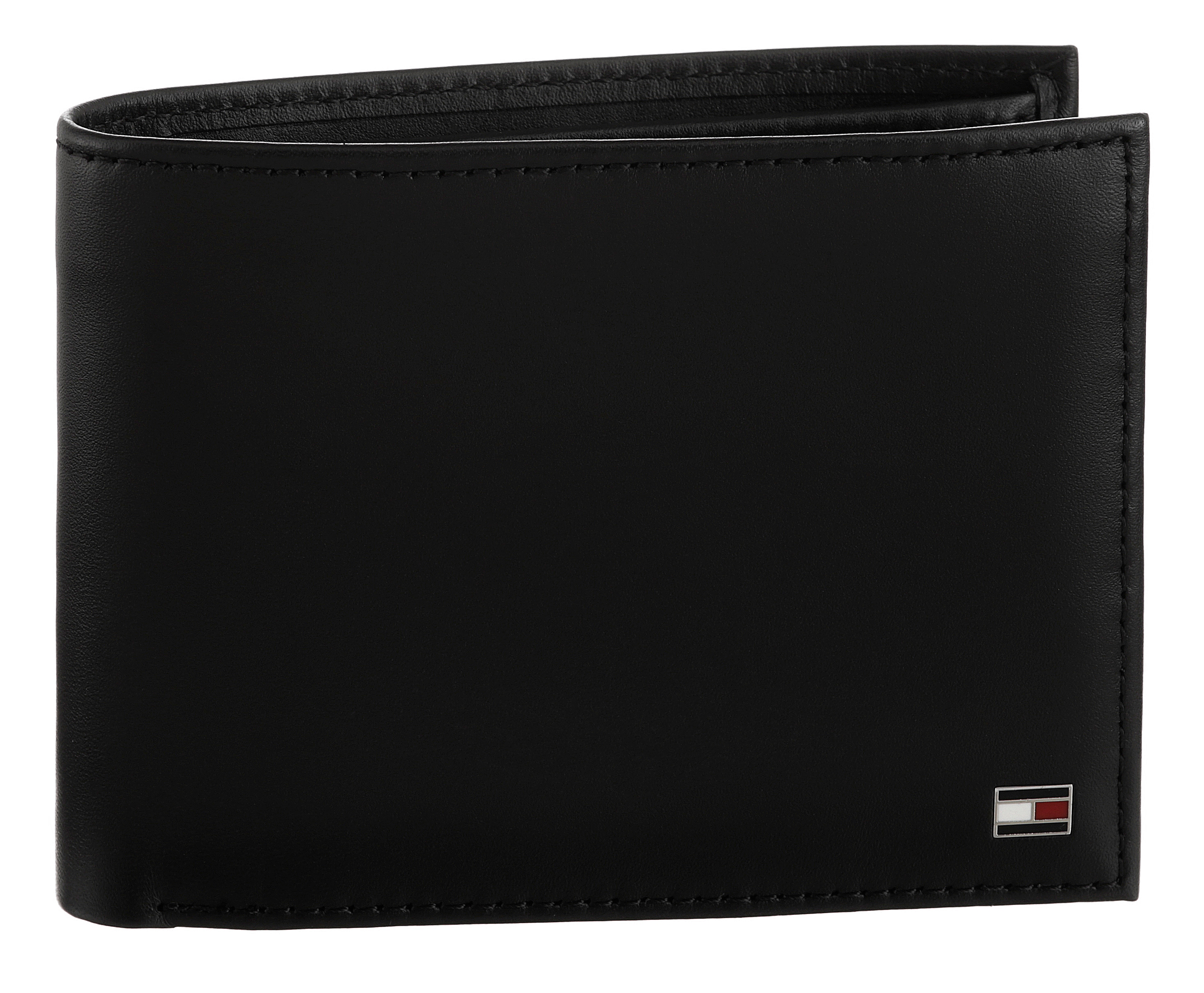 Geldbörse TOMMY HILFIGER "ETON CC AND COIN POCKET", Herren, schwarz, Leder, gepflegt, unifarben, Basic, Kleinlederwaren, in schlichter Optik