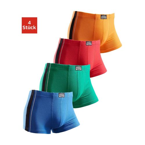 Boxer AUTHENTIC UNDERWEAR Gr. 6, bunt (rot, orange, grün, blau) Herren Unterhosen mit kontrastfarbigen Streifen seitlich