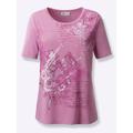 Kurzarmshirt INSPIRATIONEN "Shirt" Gr. 46, rosa (altrosa, erika, bedruckt) Damen Shirts Jersey