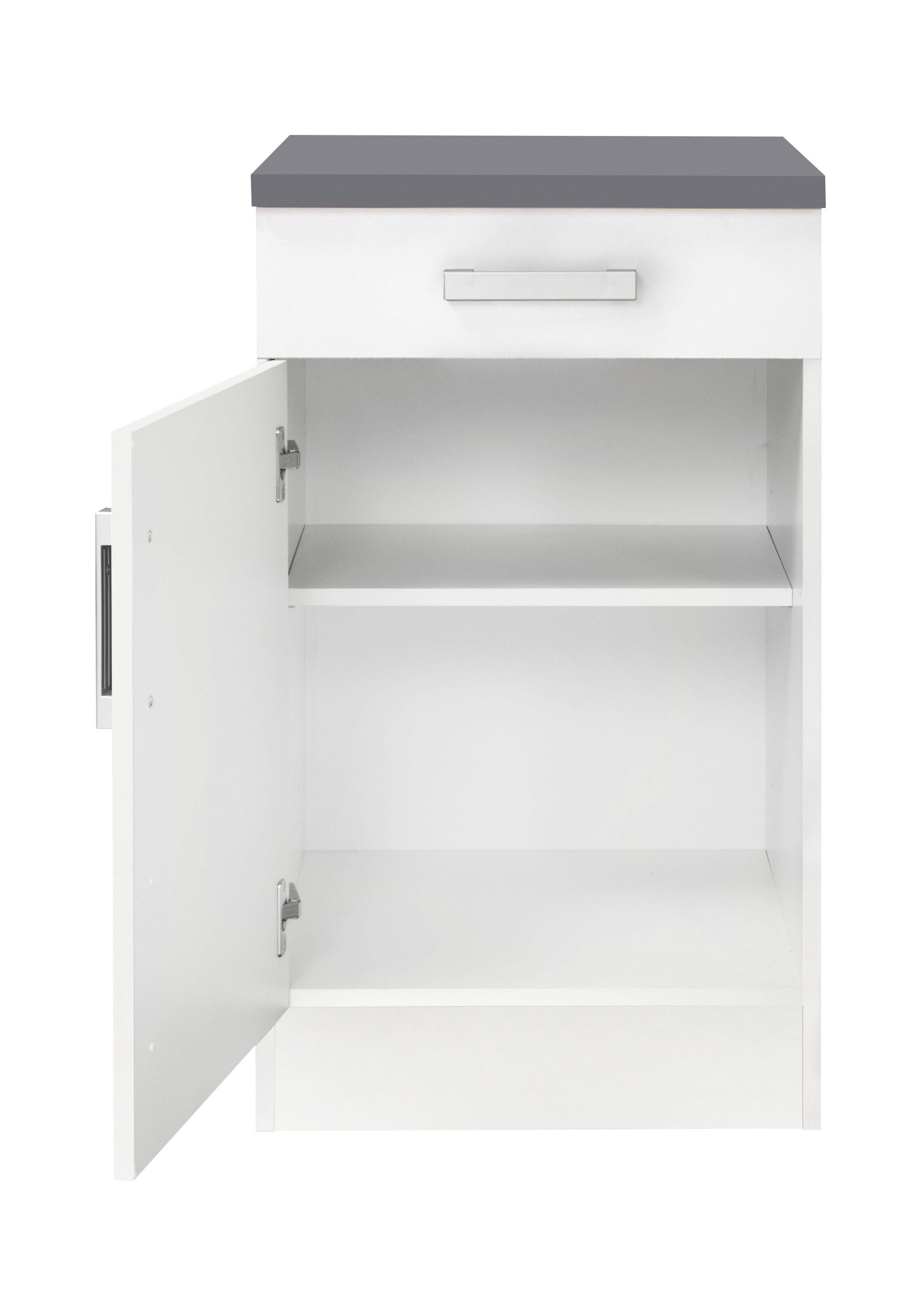 Unterschrank KOCHSTATION "KS-Toronto, Breite 50 cm", schwarz-weiß (anthrazit, weiß), B:50cm H:85cm T:60cm, Spanplatte, Schränke Image