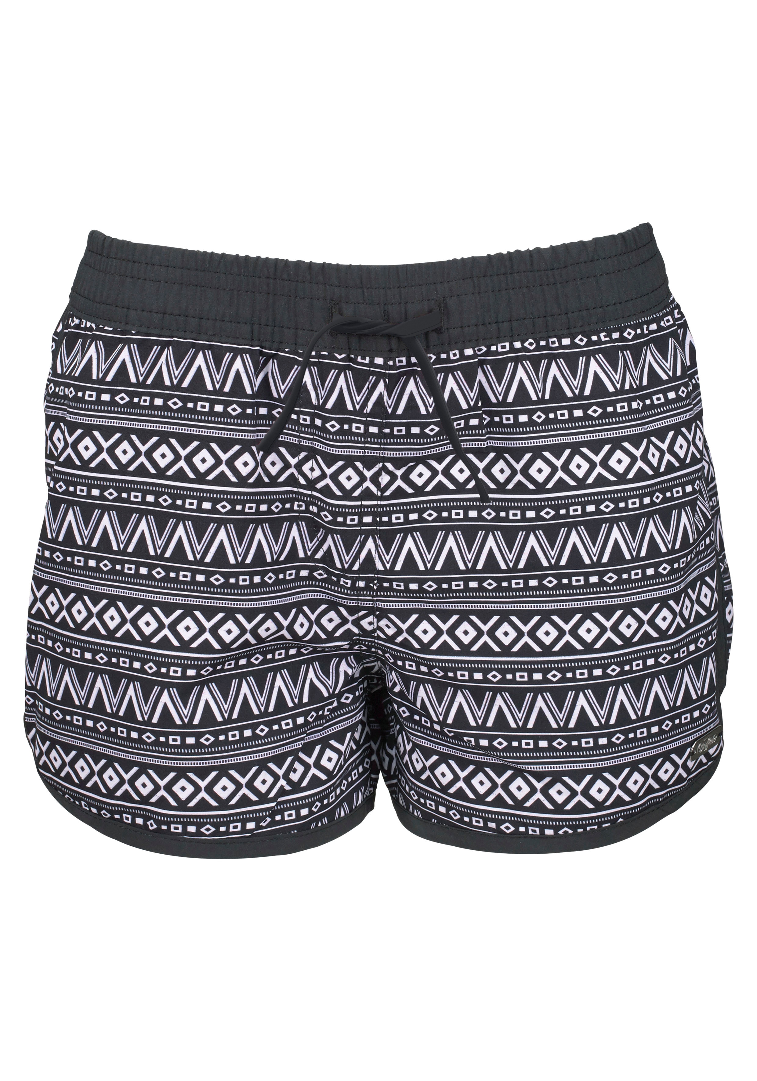 Badeshorts BUFFALO, Kinder, Gr. 158/164, N-Gr, schwarz-weiß (schwarz, weiß), Microfaser, Polyester, Ethnomuster, Badehosen, mit Ethnodruck Image