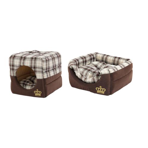 "HEIM Tierbett ""Krone"" Tierbetten Gr. B/H/L: 35 cm x 35 cm x 35 cm, braun (braun, weiß) Hundebetten -decken"