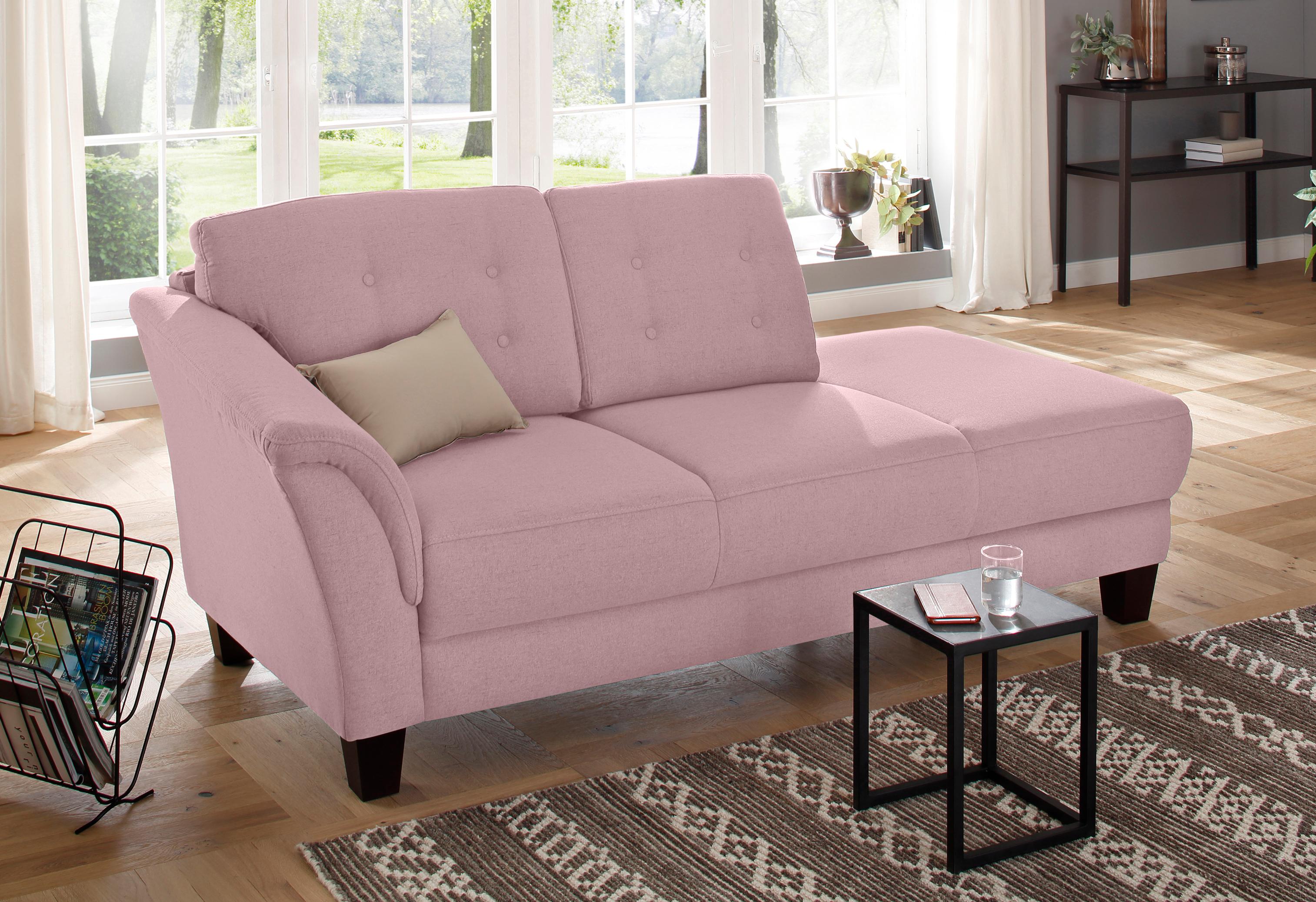 Recamiere HOME AFFAIRE "Trondheim", rosa (altrosa), B:197cm H:89cm T:90cm, Luxus-Microfaser (90% Polyester, 10% Polyamid);Struktur fein (100% Polyester);Flachgewebe (100% Polyester), Sofas, Longchair, freistehend, mit Federkern, Knopfheftung im...