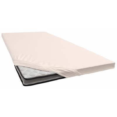 Spannbettlaken BELLANA "Jersey-Elasthan deluxe in Gr. 90x200, 140x200 oder 180x200, für Topper", beige (creme), B:140-160cm L:200-220cm, Jersey-Elasthan, Obermaterial: 95% Baumwolle, 5% Elasthan (LYCRA), Laken, aus Baumwolle, für Matratzen bis 10 cm... Image
