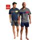 Shorty LE JOGGER Gr. 60/62, blau (marine, grau) Herren Homewear-Sets Pyjamas