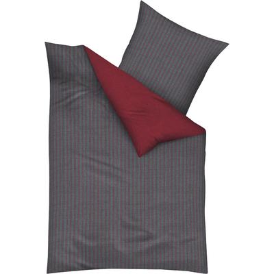 Wendebettwäsche KAEPPEL "Eternity Combo Bettwäsche, Satin mit seidigem Glanz, Streifen-Design", rot (rubin), B/L: 155cm x 220cm, , Mako-Satin, B/L: 80cm x 80cm, Mako-Satin, Obermaterial: 100% Baumwolle, Bettwäsche Image