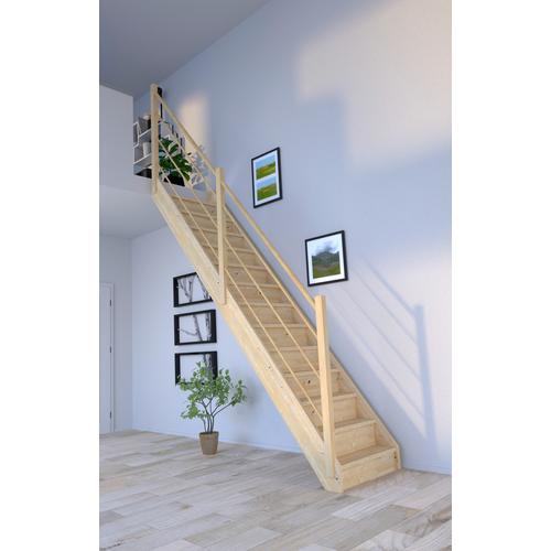 „STARWOOD Raumspartreppe „“Massivholz Korfu, Holz-Holz Design Geländer Links““ Treppen Durchgehende Wangenteile Gr. gerade, beige (natur) Treppen“
