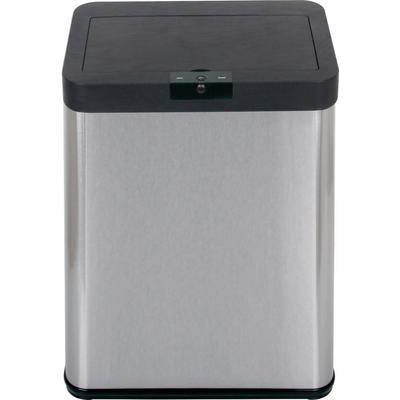 Mülleimer ECHTWERK "SQUARE", silber (silberfarben, schwarz), B:40,5cm H:57,5cm T:25,5cm, Edelstahl, Mülleimer, Infrarot-Sensor, Soft Close Funktion, Fassungsvermögen 48 Liter Image