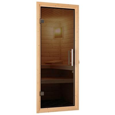 Saunatür KARIBU "Türpaket 38 + 40 mm Modern - Graphit", grau (graphit), B:65,60cm, Holz, Glas, Türen