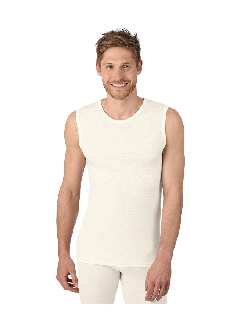 Unterhemd TRIGEMA "TRIGEMA Trägershirt aus Merinowolle", Herren, Gr. L, beige (natur), 80% Wolle (Merinowolle), 20% Polyamid, Unterhemden Image